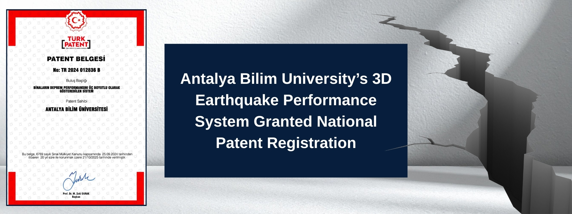 Antalya Bilim University S 3D Earthquake Performance System Granted National Patent Registration