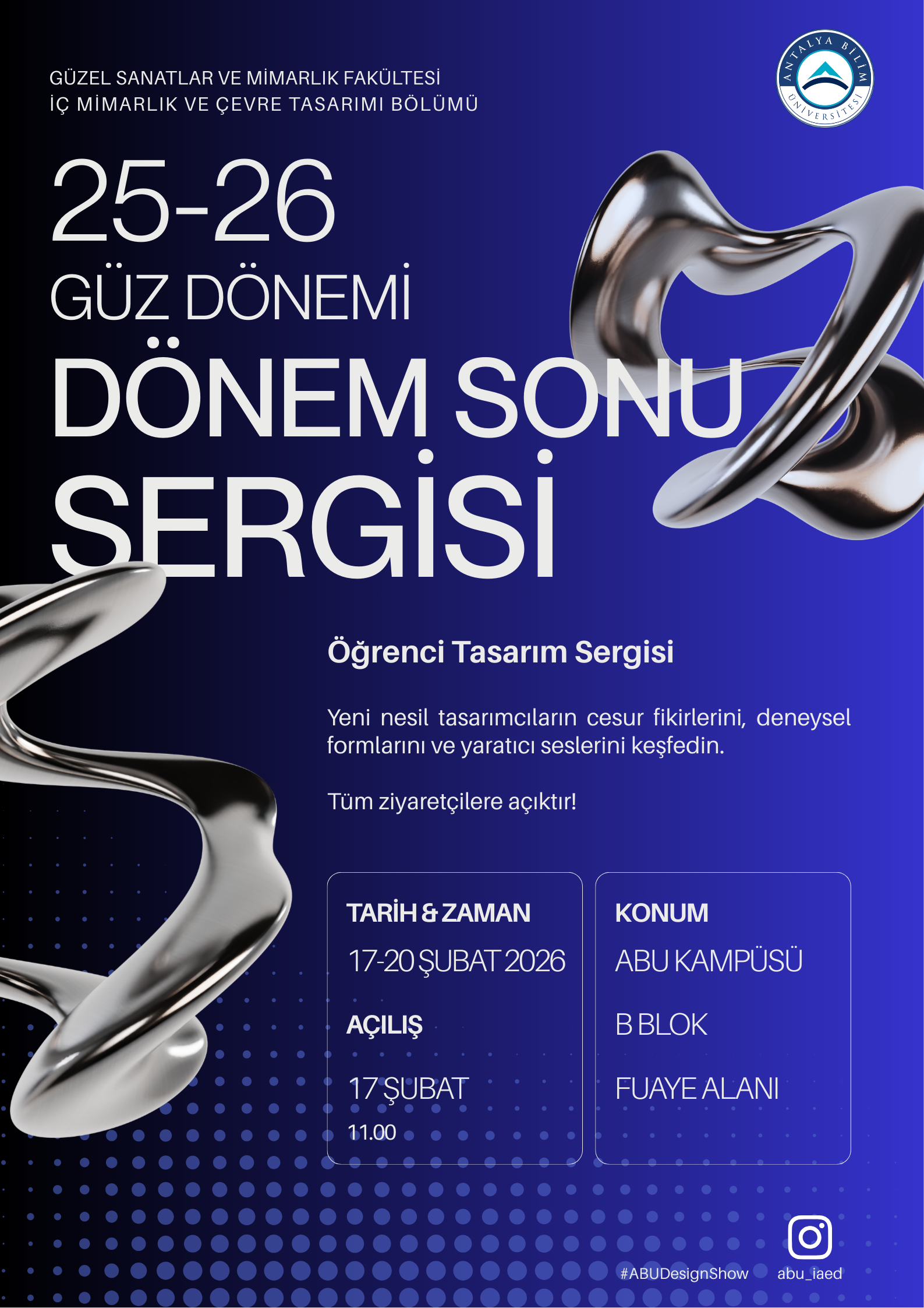 17.02.2026-20.02.2026 | 2025-26 Güz Dönemi Proje Sergisi