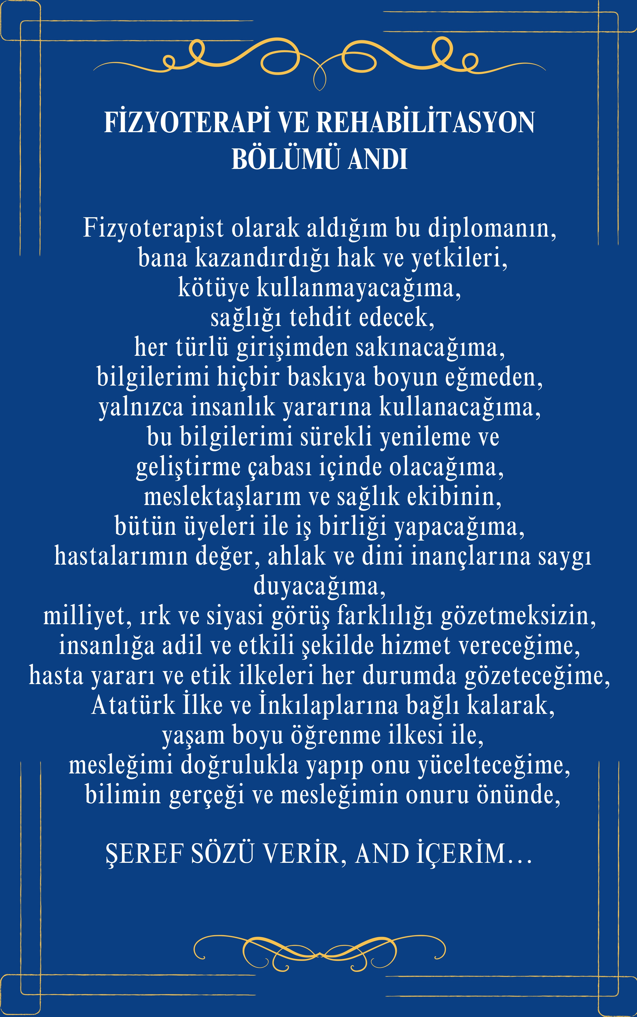 Fizyoterapi ve Rehabilitasyon Bölümü Andı