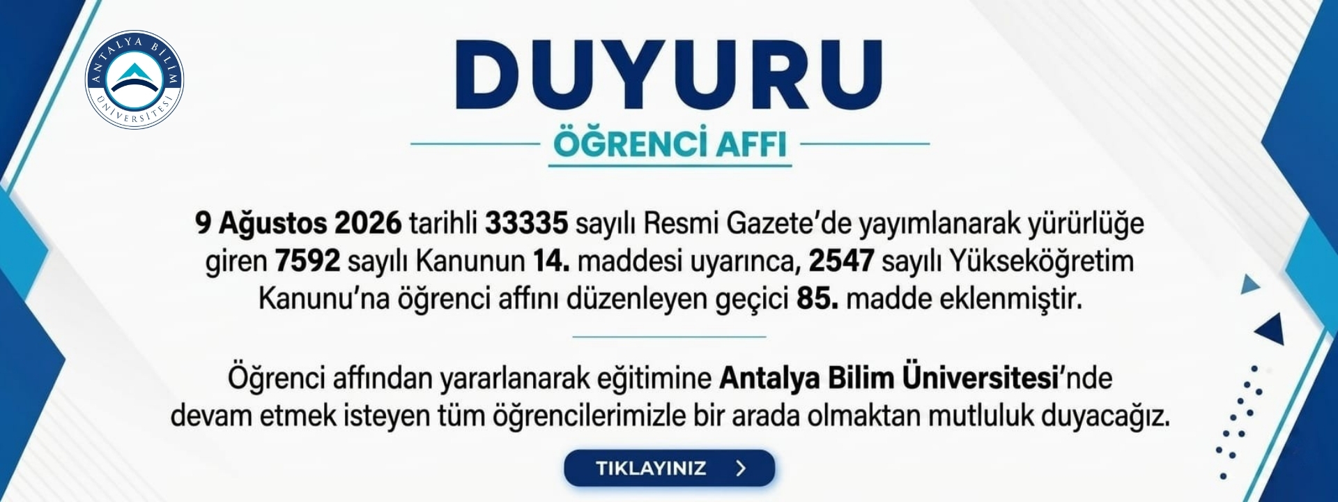 ÖĞRENCİ AFFI DUYURUSU